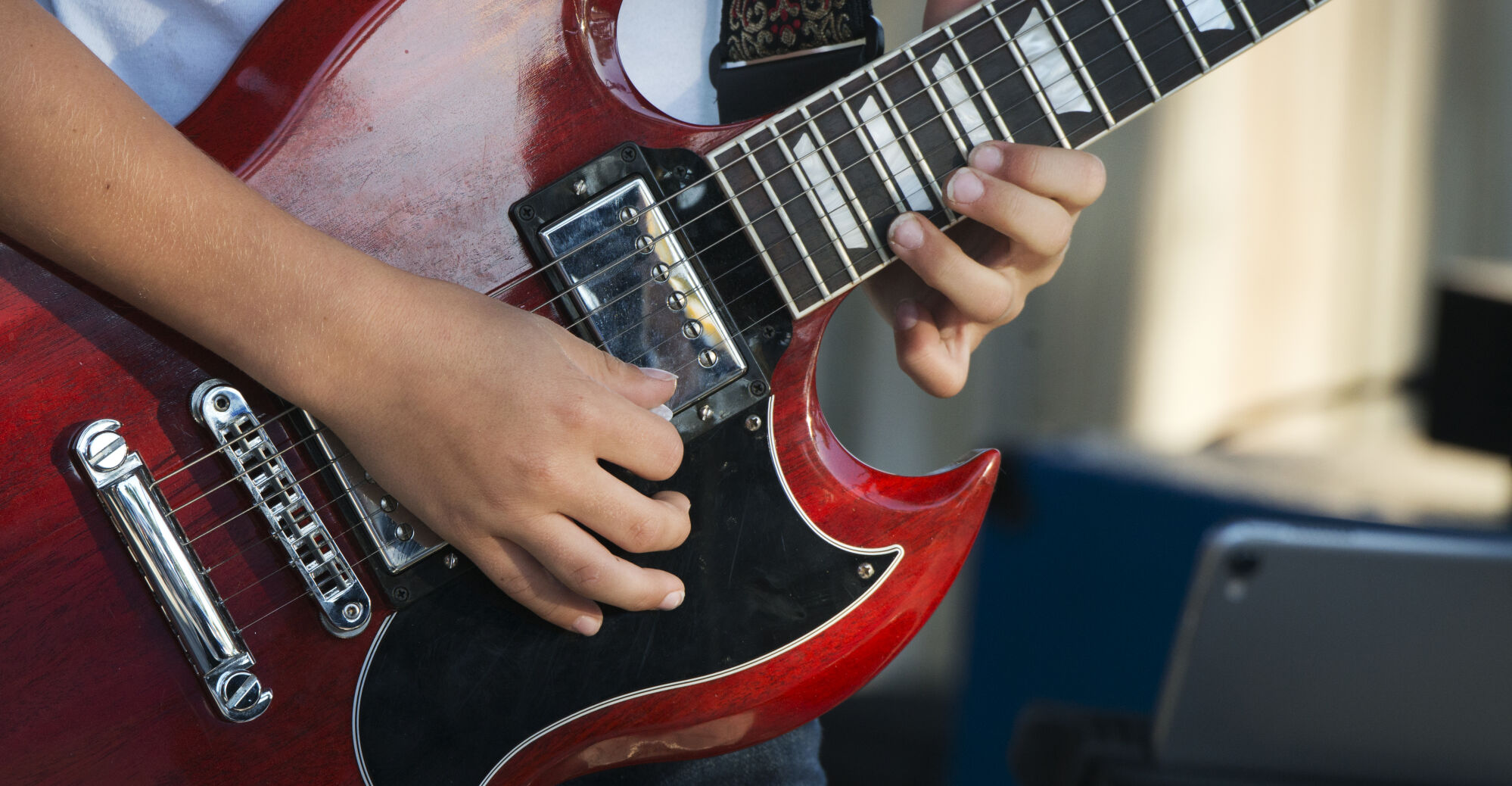 Jackson Champ Winkler with guitar